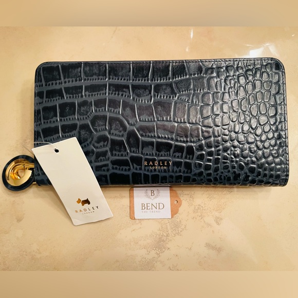 RADLEY LONDON CHARCOAL  CROCO EMBOSSED LEATHER LIVERPOOL STREET WALLET NWT !! - Picture 6 of 9